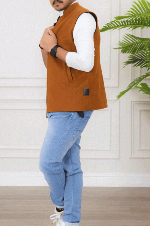 سديري رجالي وجهين دبل فيس لون بني و أسود  بجيوب وجانبية وداخلية