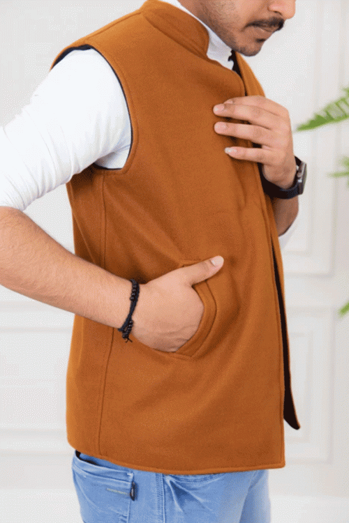 سديري رجالي وجهين دبل فيس لون بني و أسود  بجيوب وجانبية وداخلية