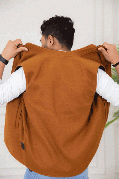 سديري رجالي وجهين دبل فيس لون بني و أسود  بجيوب وجانبية وداخلية