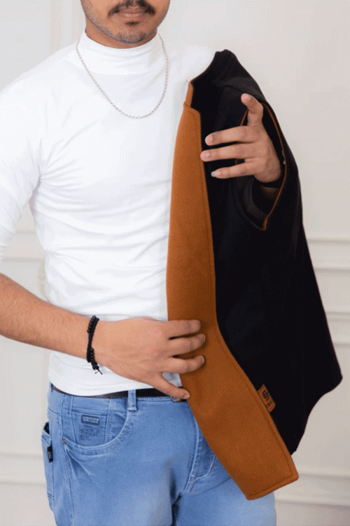 سديري رجالي وجهين دبل فيس لون بني و أسود  بجيوب وجانبية وداخلية