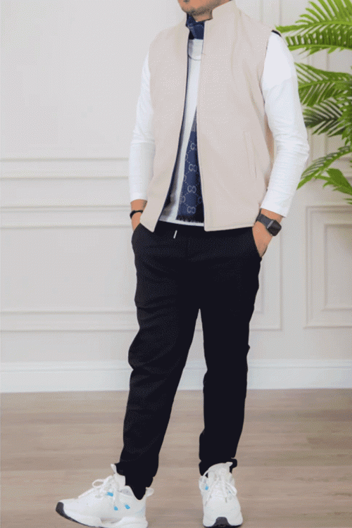 سديري رجالي وجهين دبل فيس كحلي و بيج بجيوب وجانبية وداخلية