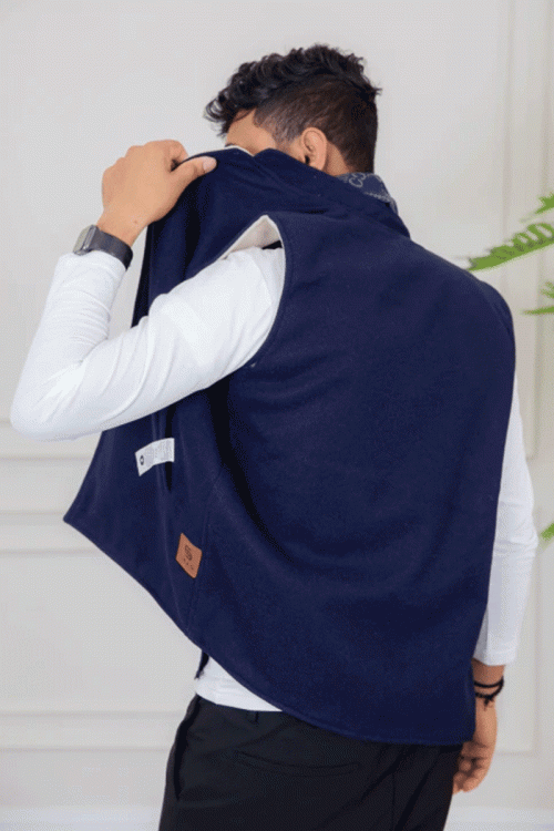 سديري رجالي وجهين دبل فيس كحلي و بيج بجيوب وجانبية وداخلية