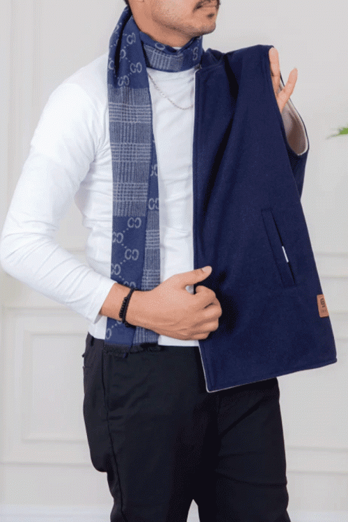 سديري رجالي وجهين دبل فيس كحلي و بيج بجيوب وجانبية وداخلية