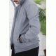 جاكيت رجالي لون رمادي مبطن بجيوب جانبية و سحاب من الأمام مع قبعة رأس