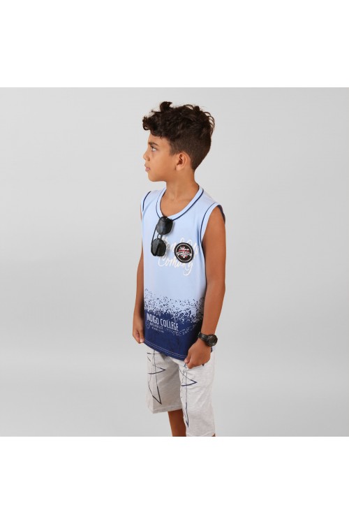 طقم  شورت مزخرف مع تيشيرت دون أكمام