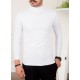 تيشيرت سادة لون أبيض بياقة عالية و أكمام طويلة