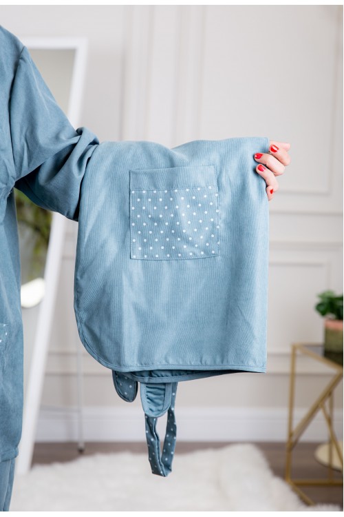 زي عاملة شتوي قطعتين أكمام طويلة وجيوب فيونكة و ياقة بازرار أمامية