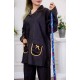 زي عاملة شتوي قطعتين أكمام طويلة وجيوب فيونكة و ياقة بازرار أمامية