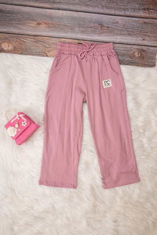 طقم بناتي أنيق قطعتين لون وردي هودي على الرأس