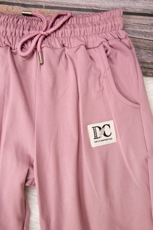 طقم بناتي أنيق قطعتين لون وردي هودي على الرأس