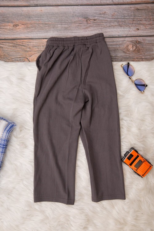 طقم بناتي أنيق قطعتين لون رمادي هودي على الرأس