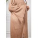 عباية شتوي نسائي تركي أنيقة لون بني مفتوحة من الأمام بتصميم زخرفة