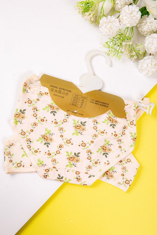 طقم داخلي نسائي قطعتين لون بيج مزين بالزهور