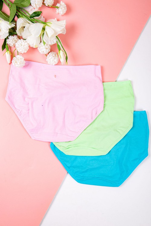 سروال داخلي نسائي متعدد الألوان تصميم خصر مريح مجموعة 3 قطع