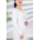 بلوفر نسائي شتوي  لون أبيض بأزرار أمامية و أكمام طويلة