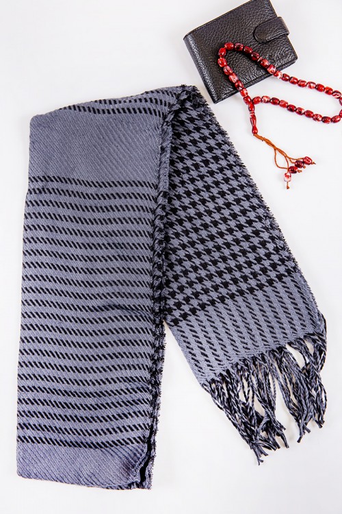 شال رجالي شتوي بشراشيب متعدد الألوان