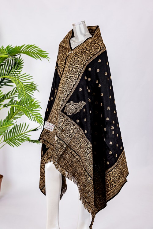 شال كشميري نسائي متعدد الألوان بتطريز باللون الذهبي