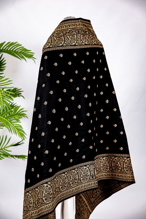 شال كشميري نسائي متعدد الألوان بتطريز باللون الذهبي