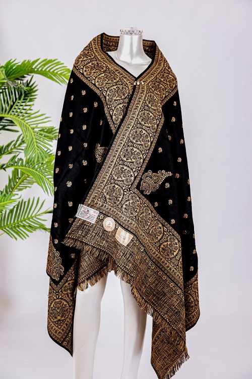شال كشميري نسائي متعدد الألوان بتطريز باللون الذهبي