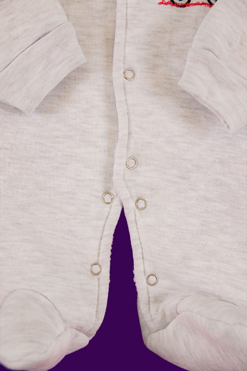 افرول أطفال ولادي شتوي مبطن لون رمادي بأزرار من الأمام