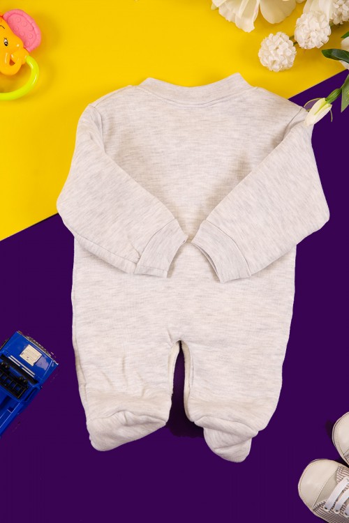 افرول أطفال ولادي شتوي مبطن لون رمادي بأزرار من الأمام