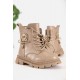 حذاء بوت بناتي شتوي لون بني بطول الكاحل مبطن بفرو و سحاب جانبي للغلق