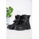 حذاء بوت بناتي شتوي لون أسود بطول الكاحل بحزام و سحاب جانبي للغلق