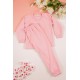 طقم بيجاما بناتي شتوي قطعتين لون وردي بأكمام طويلة مع بنطلون طويل بزم