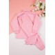 طقم بيجاما بناتي شتوي قطعتين لون وردي بأكمام طويلة و رقبة عالية مع بنطلون طويل بزم