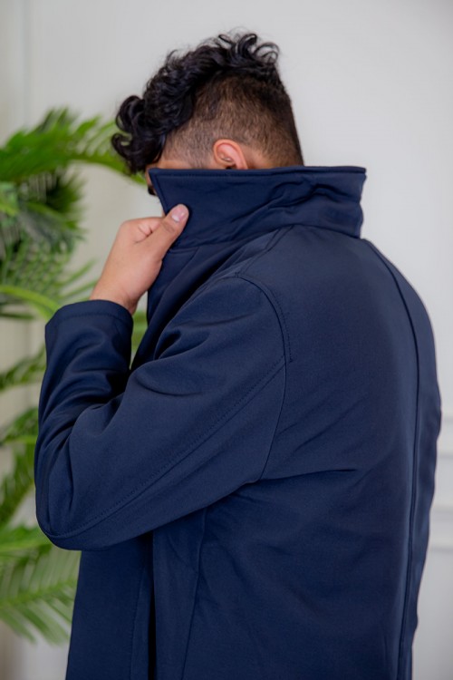 بالطو رجالي شتوي مبطن لون كحلي بأزرار أمامية