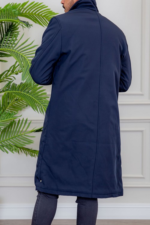 بالطو رجالي شتوي مبطن لون كحلي بأزرار أمامية