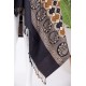 شال كشميري نسائي لون أسود بتطريز باللون الذهبي و البني