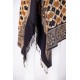 شال كشميري نسائي لون أسود بتطريز باللون الذهبي و البني