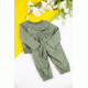 طقم قطعتين ولادي أطفال شتوي لون أخضر مزين بكتابات من الأمام و أكمام طويلة و رباط و زم من الخصر