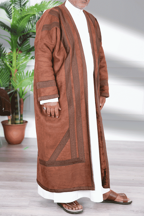 فرو شتوي رجالي  تركي أنيقة متعدد الالوان بفرو مبطن من الداخل مفتوحة من الأمام بتصميم زخرفة