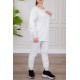 بيجاما نسائية شتوية قطعتين لون اوف وايت بياقة دائرية و بأكمام و بنطلون طويل