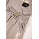 طقم بناتي شتوي قطعتين  لون بيج غامق بكتابات من الأمام و أكمام طويلة و رباط و زم من الخصر