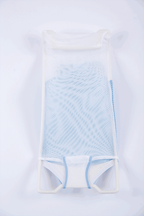 سرير استحمام أطفال متعدد الألوان بمقعد دعم آمن و شبكة أستحمام و وسادة على شكل قلب