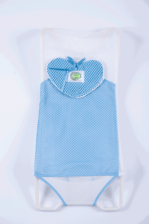 سرير استحمام أطفال متعدد الألوان بمقعد دعم آمن و شبكة أستحمام و وسادة على شكل قلب