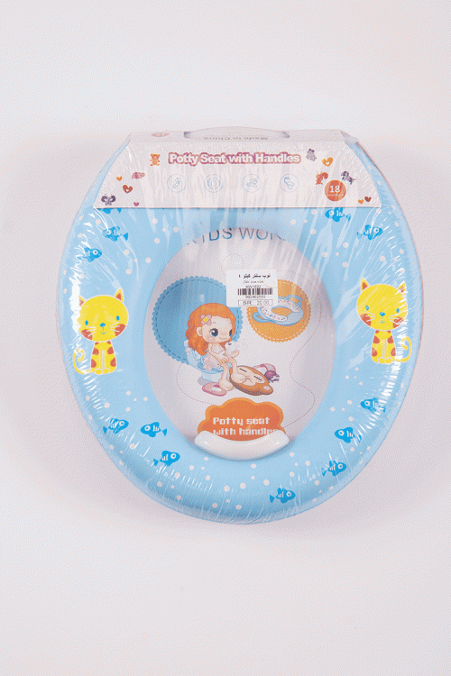 مقعد مرحاض أطفال لون سماوي برسومات كرتونية