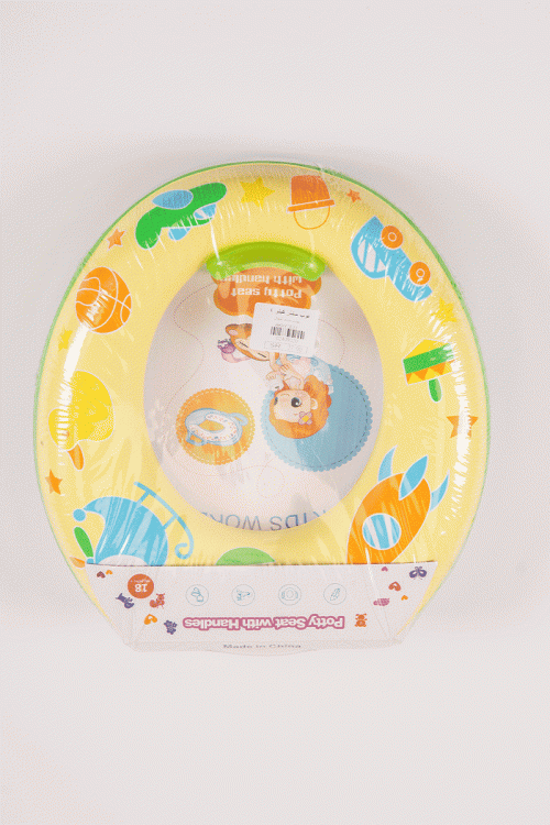 مقعد مرحاض أطفال لون أصفر برسومات كرتونية