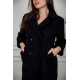 جاكيت نسائي شتوي لون أسود ياقة كبيرة بأزرار وجيوب من الأمام