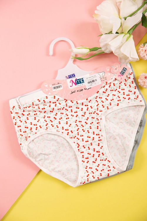 طقم سراويل داخلية نسائية مزينة بطبعات 3 قطع