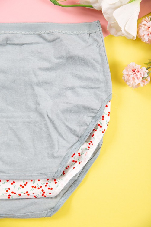 طقم سراويل داخلية نسائية مزينة بطبعات 3 قطع