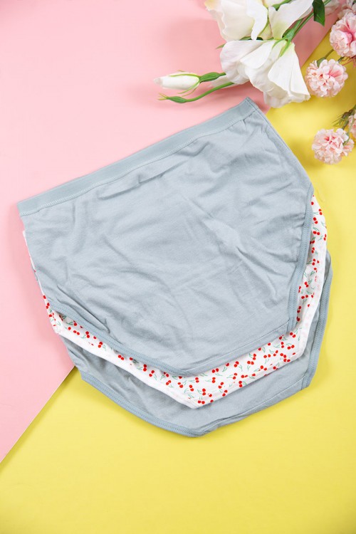 طقم سراويل داخلية نسائية مزينة بطبعات 3 قطع