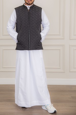 سديري رجالي وجهين دبل فيس لون بيج و رصاصي بجيوب و سحاب من الأمام