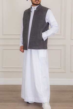 سديري رجالي وجهين دبل فيس لون رمادي و رصاصي بجيوب من الأمام