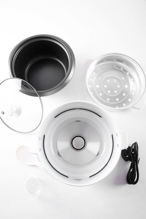 قدر طبخ كهربائي لون أبيض للطبخ التقليدي أو البخار