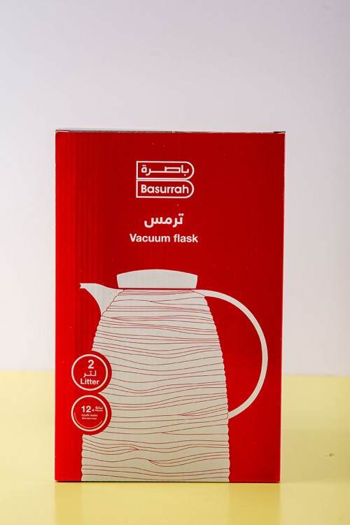 ترمس قهوة أو شاي لون أسود مموج حافظ للحرارة بسعة 2 لتر