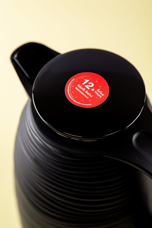 ترمس قهوة أو شاي لون أسود مموج حافظ للحرارة بسعة 2 لتر